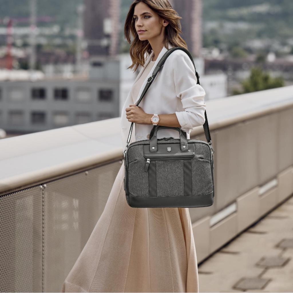 Victorinox Architecture Urban2 Briefcase Commuter Bag Laptop Sleeve Organizer Pocket Shoulder Strap Personalized 16L Black 653353 15"