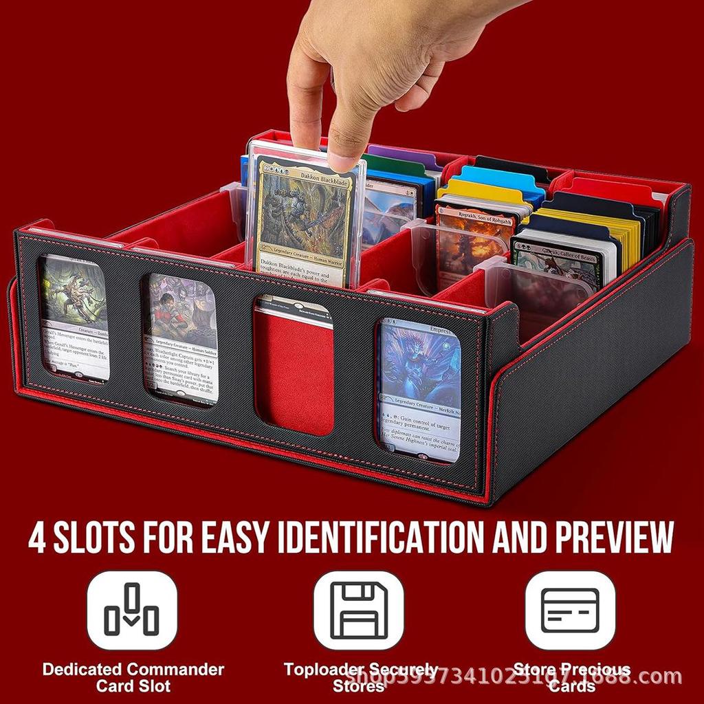 Четырехрядный PU кожаный бокс для хранения карт с бриллиантами с двойными окошками для Pokemon и Три королевства