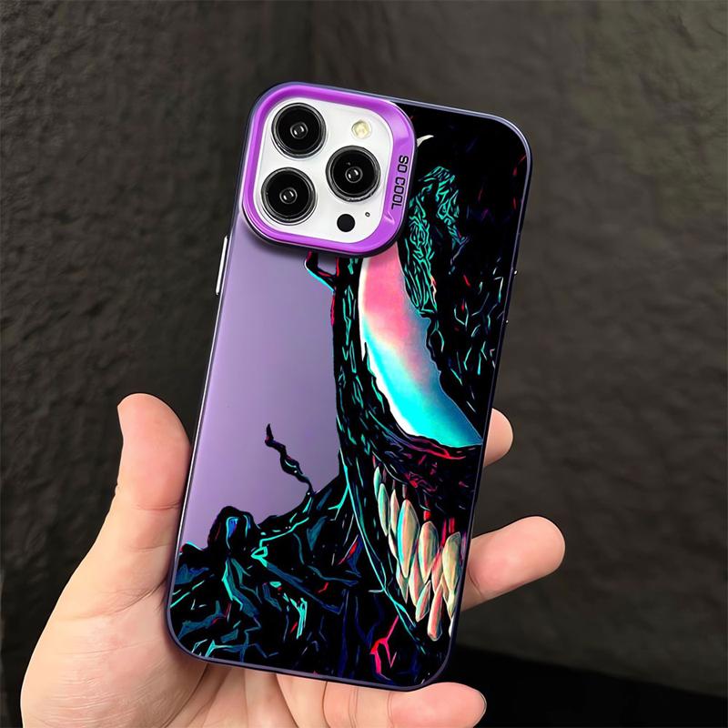 Стильный чехол Marvel Venom в серебристом цвете для Apple iPhone 15 14 13 11 12 13 Pro Max 14 Plus от Funda Luxury.