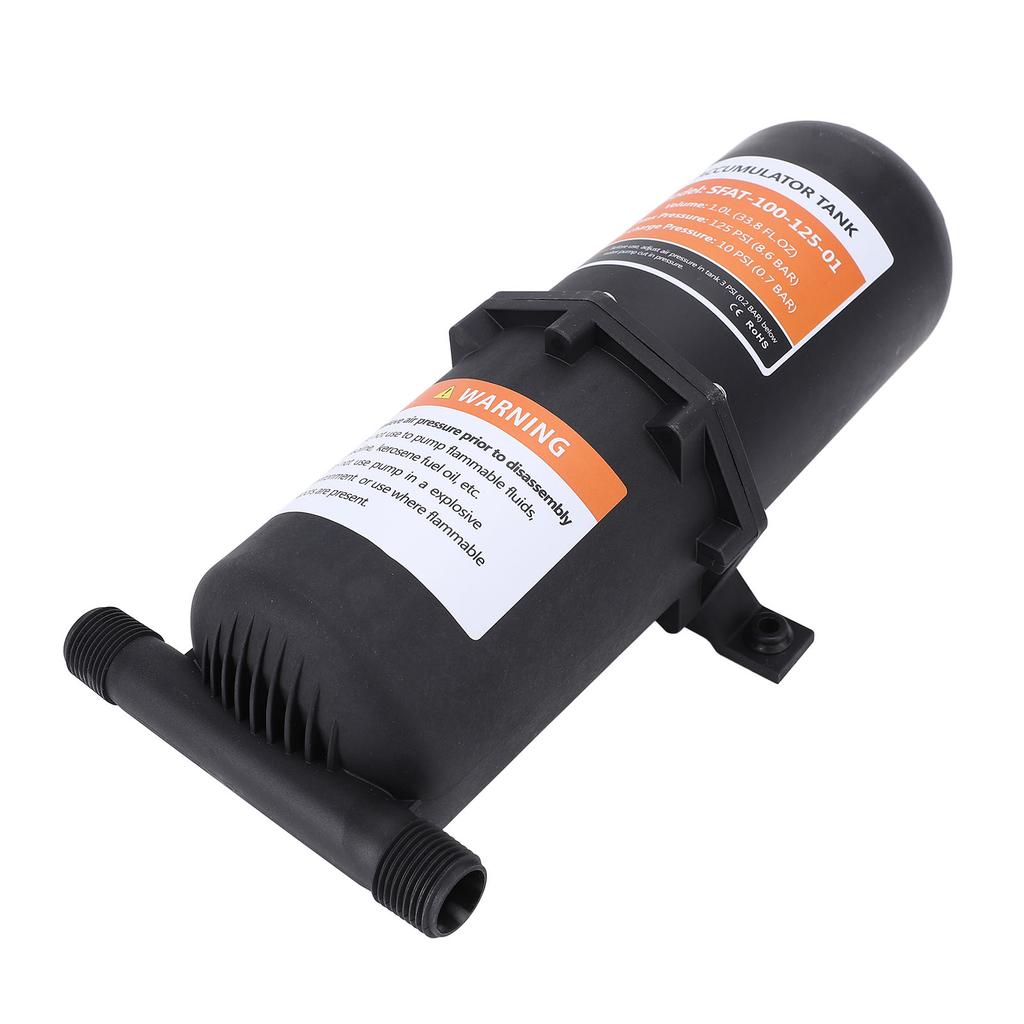 Предварительно накачанный аккумуляторный бак 1 л 125 фунтов на кв. дюйм 12 дюймов MNPT Аккумуляторный бак для автодома с 2 хомутами, тефлоновая лента