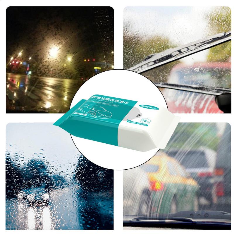 Car Glass Cleaning Wipes Windshield Window Cleaner Car Oil Stain Cleaner Glass Oil Film Removal Wipes for Front Windshield