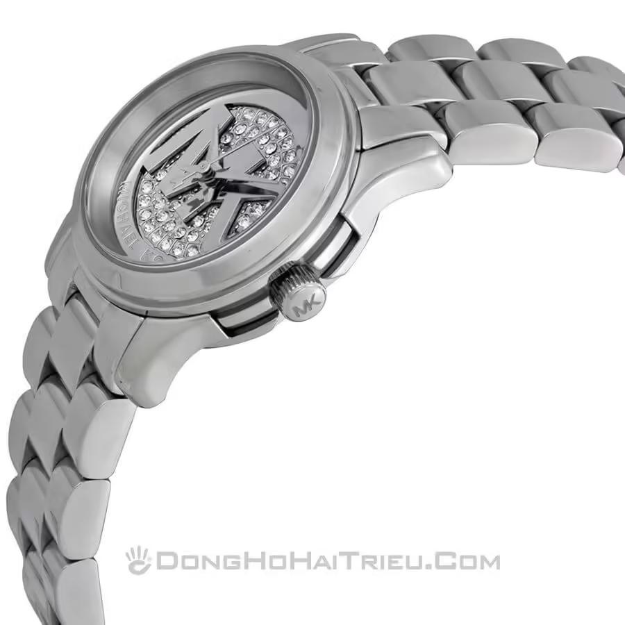 Michael Kors Женские кварцевые часы Petite Runway Crystal Серебристый циферблат MK3303