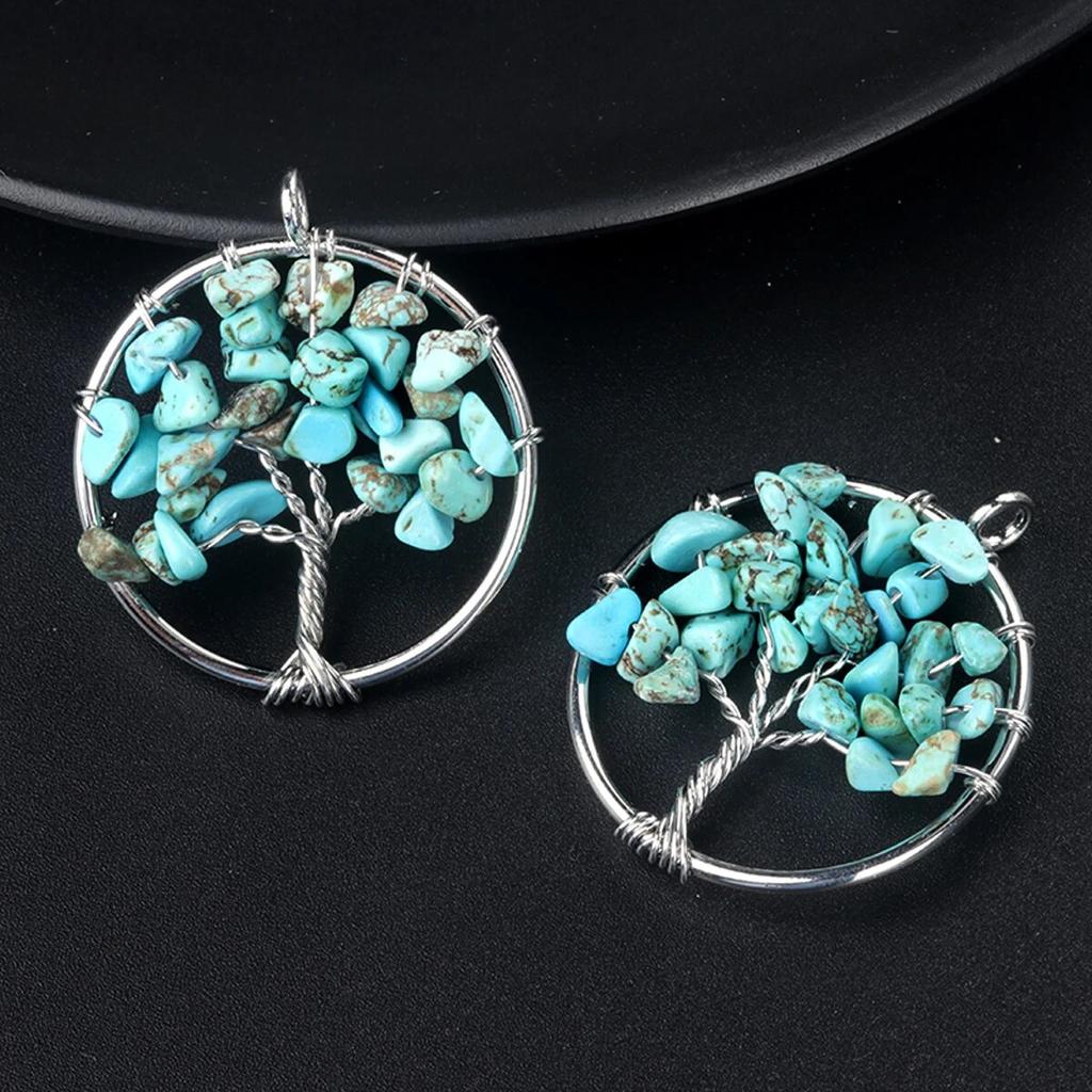 1 шт., кулон «Древо жизни», натуральный камень, обмотка, гравийный кулон для изготовления ювелирных изделий, ожерелье, аксессуар «сделай сам», размер 30x30 мм