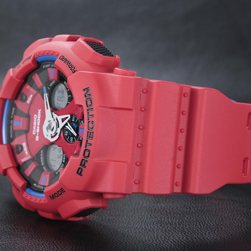 Casio G-Shock Модный и Яркий Уличный Классический Дизайн с Тремя Циферблатами Хардкорный 200м Водонепроницаемый Двойной Дисплей Кварцевый Механизм Японский GA-120TR-4A
