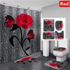 3D занавеска для душа с принтом розы, водонепроницаемая занавеска для ванной комнаты, противоскользящий коврик для ванной, набор ковриков для туалета, ковер, домашний декор