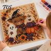 Halloween Wall Decor Kits Faux Pearl Art DIY Kit, Spooky Cute 3D Beads Painting Crafts, Autumn Atmosphere Gothic Ghost Pumpkin Cat Crow for