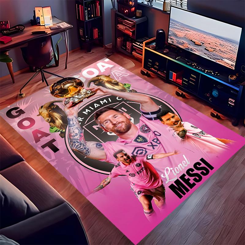 1pc Inter Miami CF Print Area Rug - Soft,Washable Non-Slip Indoor Mat for Office Chairs,Living Room,Home Office Decorative Rug