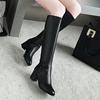 Meotina Сапоги до колена, зимняя женская обувь, высокие сапоги на высоком каблуке с молнией, женские сапоги на толстом каблуке, новые черные большие размеры 33-43