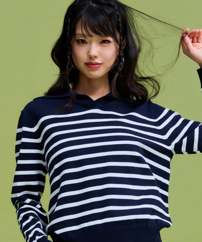 CHASECULT Women'S Striped Collar Sweater-Farg5263B04