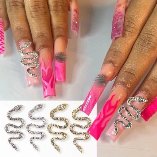 60Pcs/Box Snake Nail Charms with Rhinestones Elegant And Fashionable Nail Art Accessories for Women And Girls