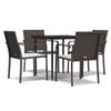 VidaXL Garden Dining Set with Cushions 5 Pcs, Dining Chairs with Armrests, Furniture Set with Table, 3186938
