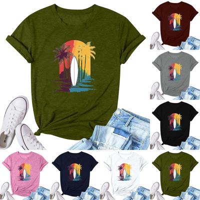 Женская модная повседневная плиссированная футболка с коротким рукавом с принтом