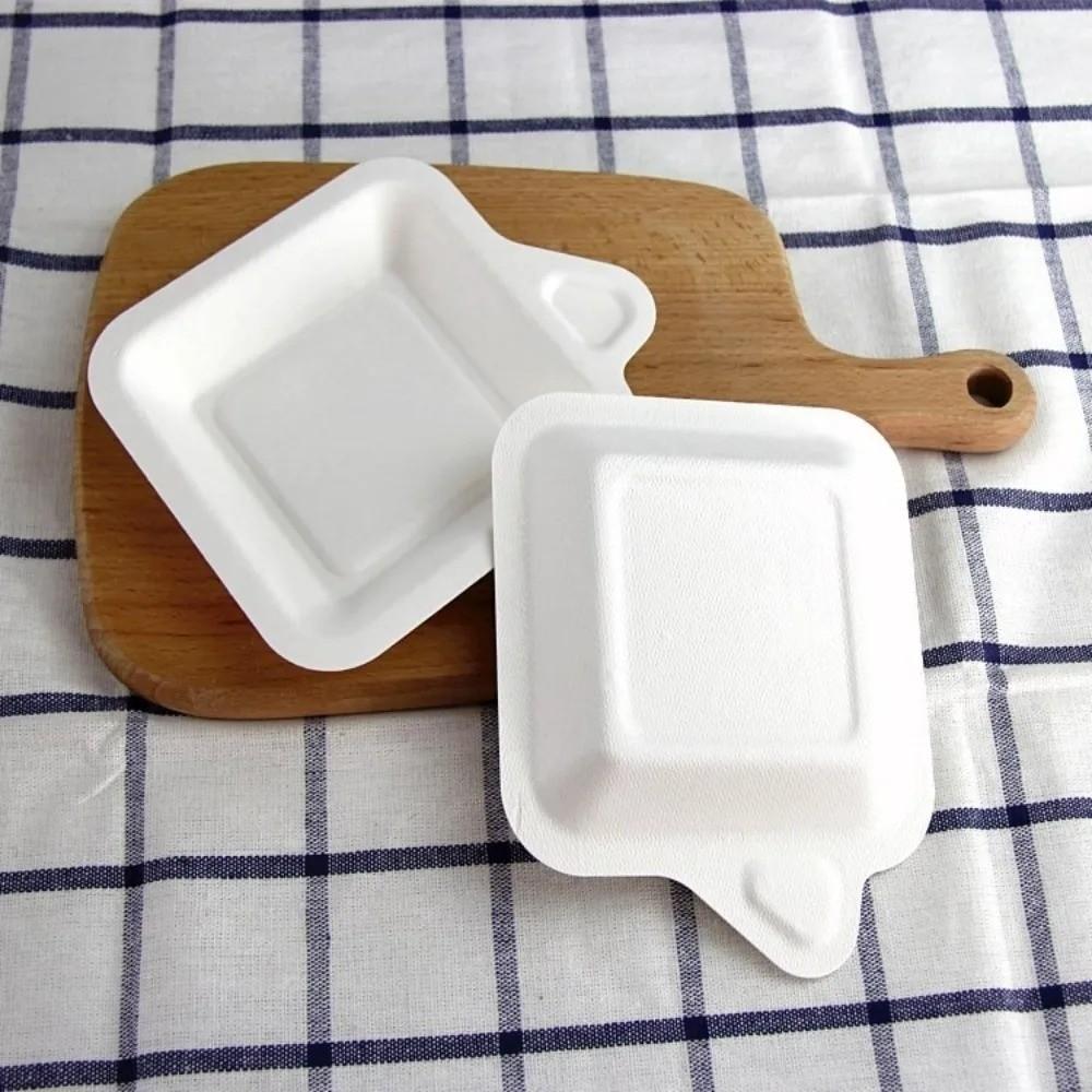50Pcs Thickened Paper Plates Square Fruit Plate New Small Bowl Tray Set Picnic Birthday Party