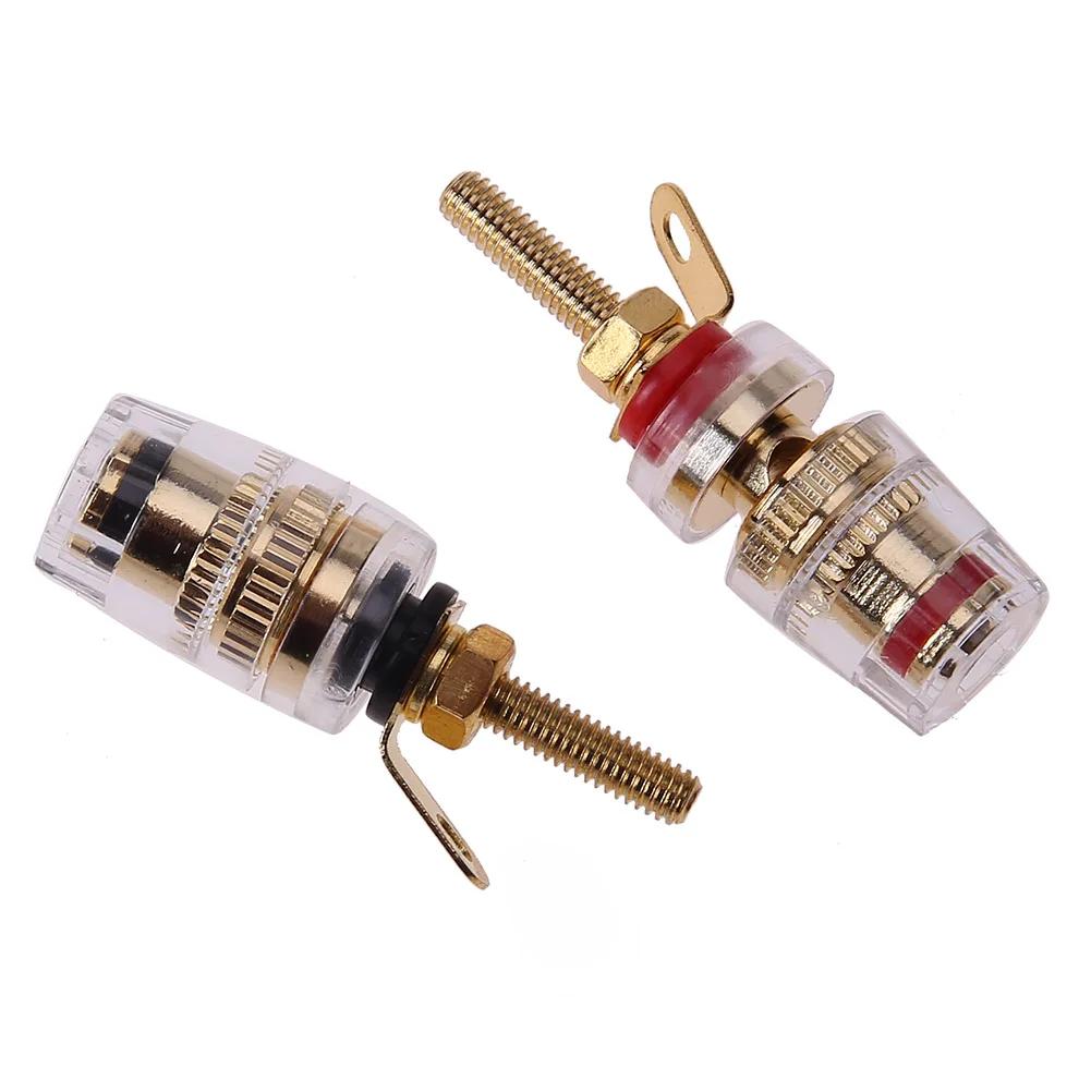2 4mm Brass Speaker Amplifier Binding Posts Terminals Transparent Shell Oxidation Resistance Brass Terminal for Banana Plugs