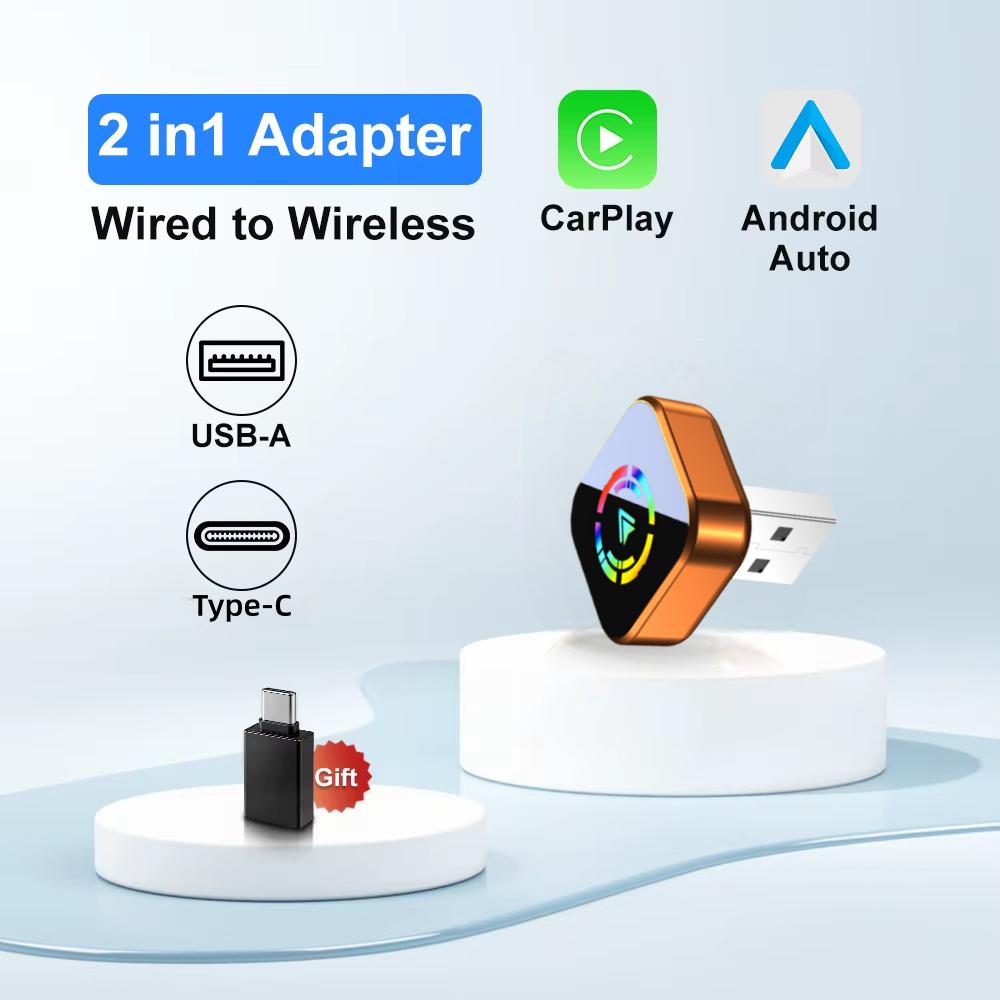 Беспроводной адаптер Carplay USB Type-A для подключения Apple Carplay и Android Auto Поддерживает как беспроводное, так и Wi-Fi соединение
