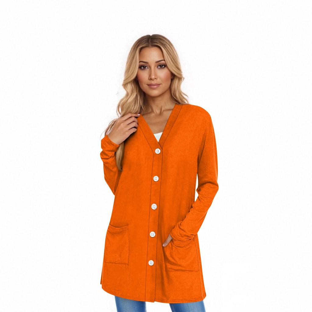 Women's Long Sleeve Cardigan Casual Jacket With Pockets Top