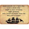 OSONA Some Parents Run A Tight Ship I Run A Pirate Ship Metal Vintage Look 20X30 Cm Decoration Crafts Sign for Home Kitchen Bathroom Farm Garden