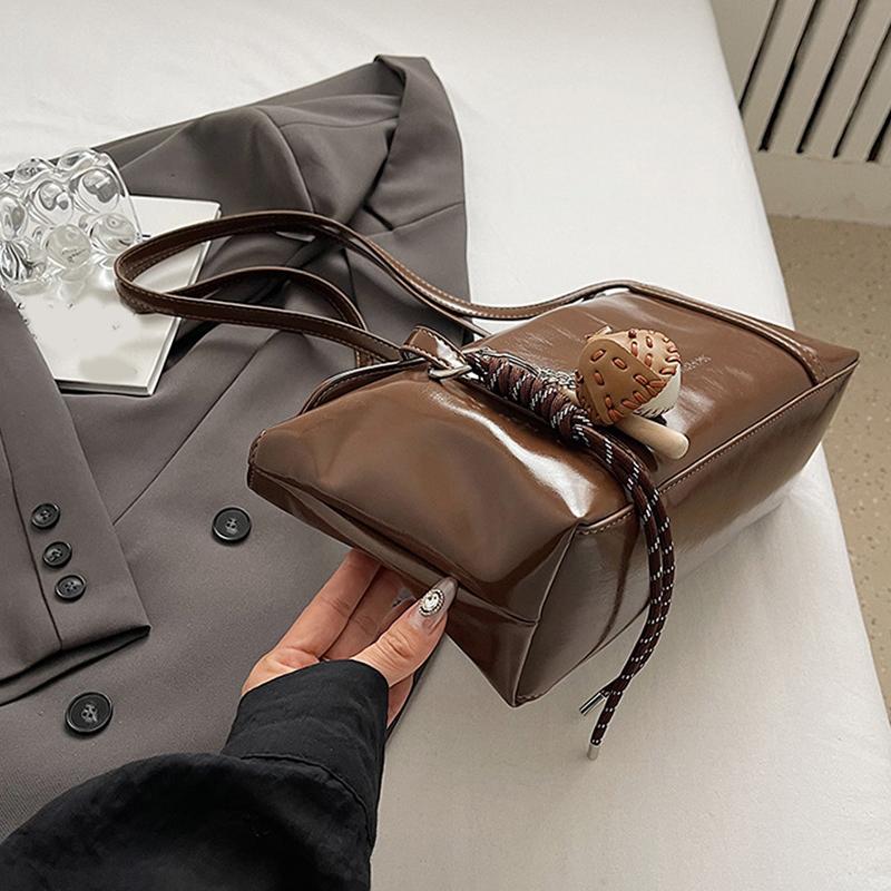 Women's Tote Bag Solid Pu Leather Letter Print Underarm Bags Female Commute Versatile Satchels Handbag Lady Shoulder Pack