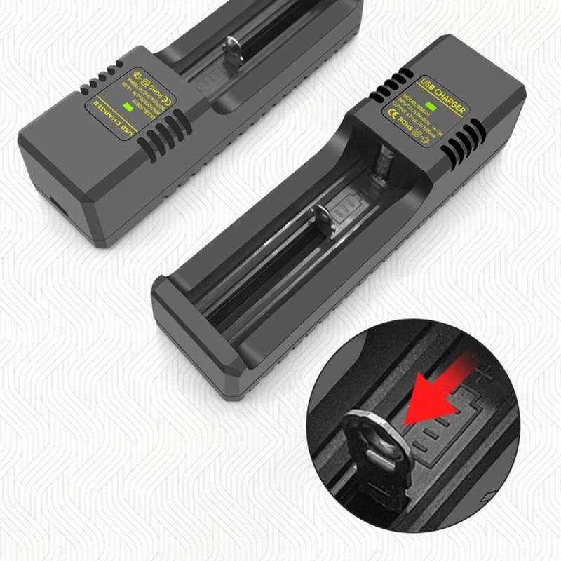 USB Зарядное устройство для аккумуляторов 1-канальный адаптер для зарядки со светодиодным индикатором для 4.2V 3.7V 18650 14500 16340 перезаряжаемых аккумуляторов