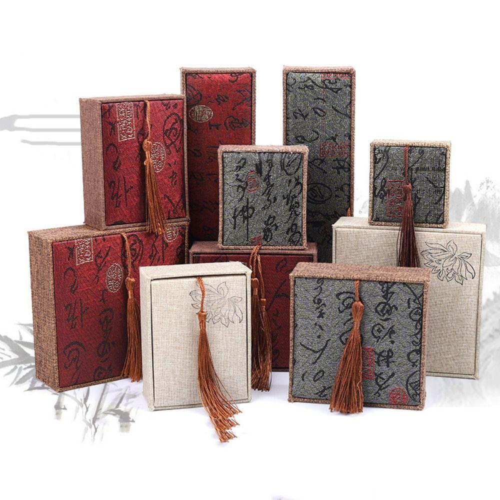 Коробка для демонстрации китайских ювелирных изделий Hanmade, прямоугольная, из ткани, для хранения ожерелий, для мужчин