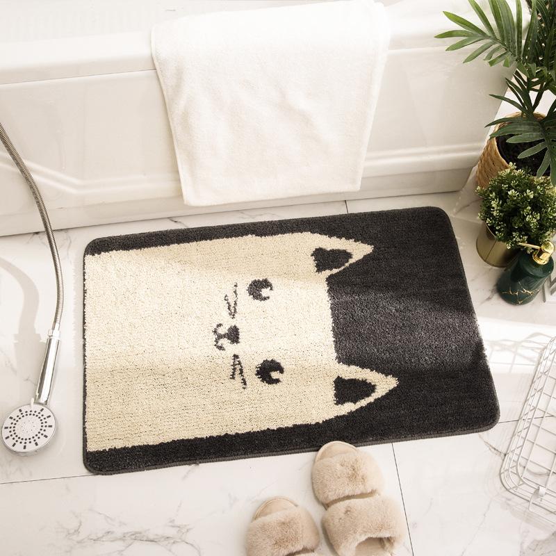 Cartoon flocking door floor mat, bedroom bathroom door absorbent foot mat, bathroom non-slip mat, door mat absorbent non-slip