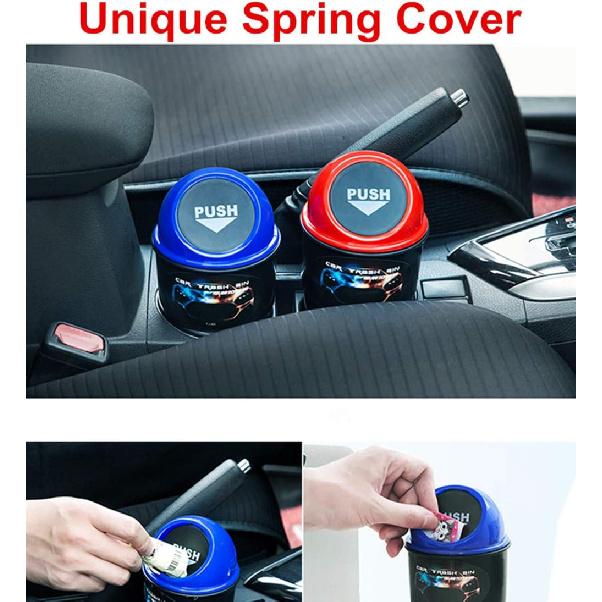 Automotive Cup Holder Trash Can, Mini Car Garbage Can Vehicle Rubbish B with Lid for Car Office Home Bedroom Desk (Grey)
