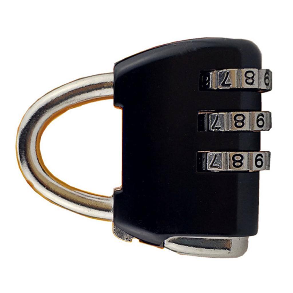 Навесной замок с 3-значным кодовым замком, прочный цинковый сплав, багажные замки для чемодана, черный