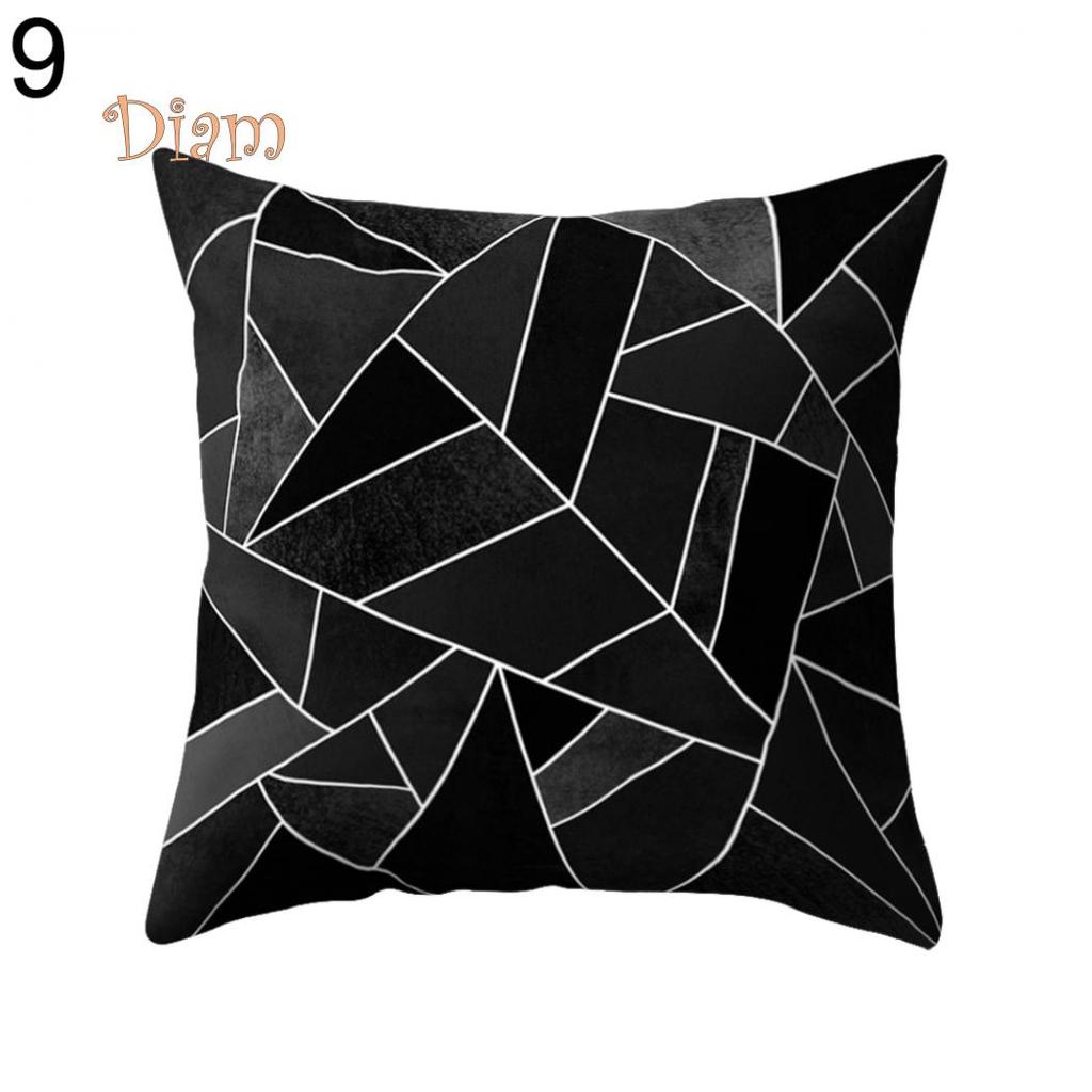 FS Black and White Geometric Throw Pillow Case Square Cushion Cover Soft Waist Rest Accessories