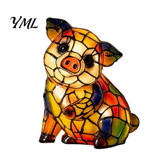 Pastoral Style Study Table Lamp Vintage Stained Glass Desk Lamp, Cute Animal Night Light, Decorative Bedroom Bedside Decor Ornament Reading