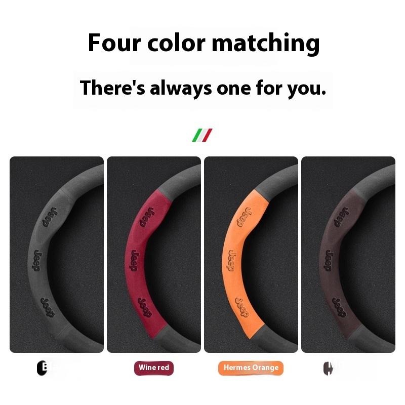 Suede Anti-Slip Car Steering Wheel Cover Jeep Wrangler JK Patriot Commander Grand Cherokee Compass Wagoneer Gladiator Renegade