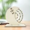 Yousheng Perpetual Calendar Manual Rotating Disk Calendar Wooden Circular Spin Calendar Desk Decoration for Home Office Decor