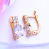 LSOOYH серьги-клипсы цвета розового золота, модные серьги для женщин, геометрические серьги-гвоздики с кубическим цирконием, ювелирные изделия