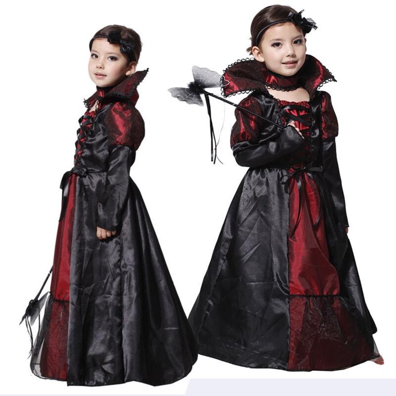 Spooky Witch Cosplay Vampire Maxi Dress With Soft Material For Girls Halloween