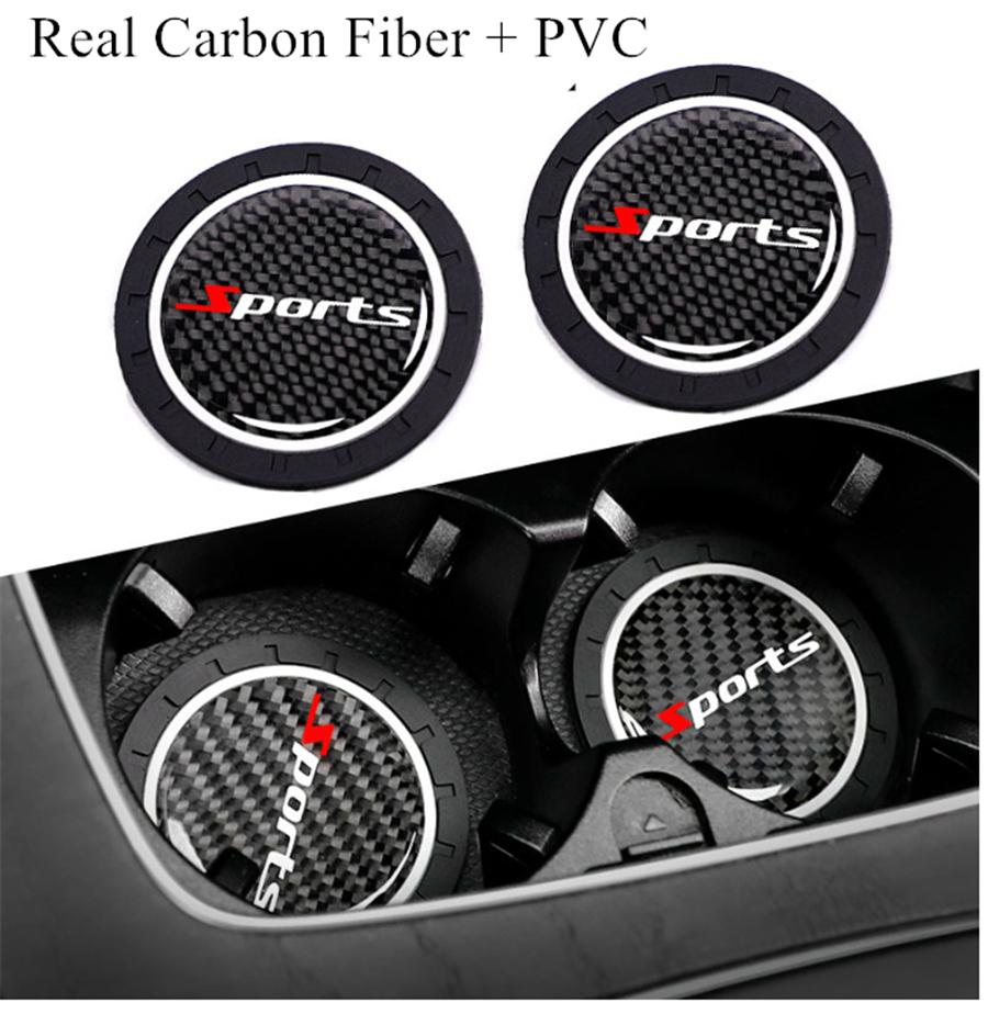 New 2 Pieces High Quality Anti-slip Elastic Durable Car Cup Holders Made of Real Carbon Fiber Sports Style