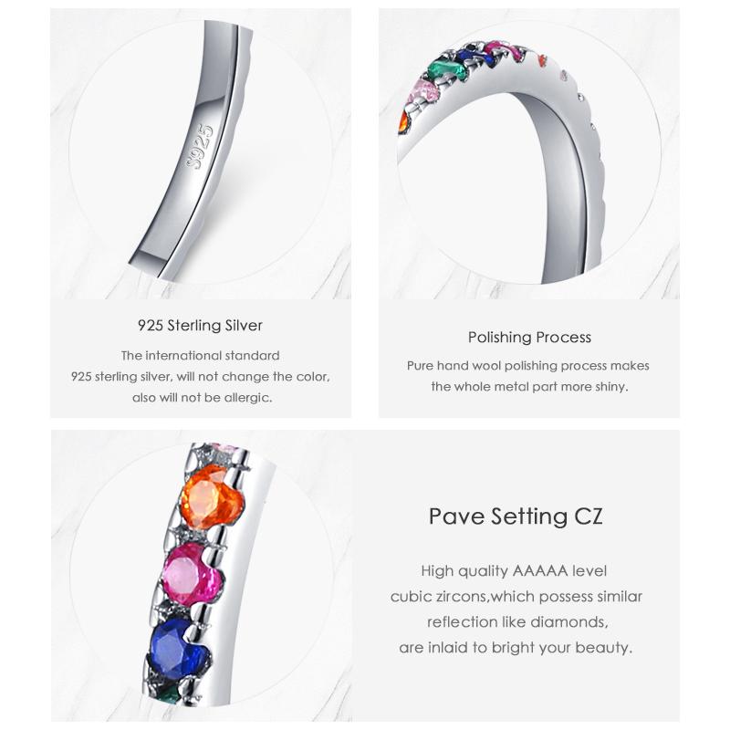 MODIAN Радужные кольца на палец с CZ для женщин, штабелируемые 4 цвета, обручальное кольцо из стерлингового серебра 925 пробы, ювелирные изделия