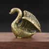 Solid Brass Swan Small Statue Vintage Antique Animal Figurines Miniatures Home Office Desktop Ornament Tea Pet Crafts Collection