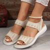 Fashion Women Summer Fashion Sandals  Mesh Casual Fish Mouth Sports Sandals Large Size Flying Woven Flat Shoes Sandalias Mujer