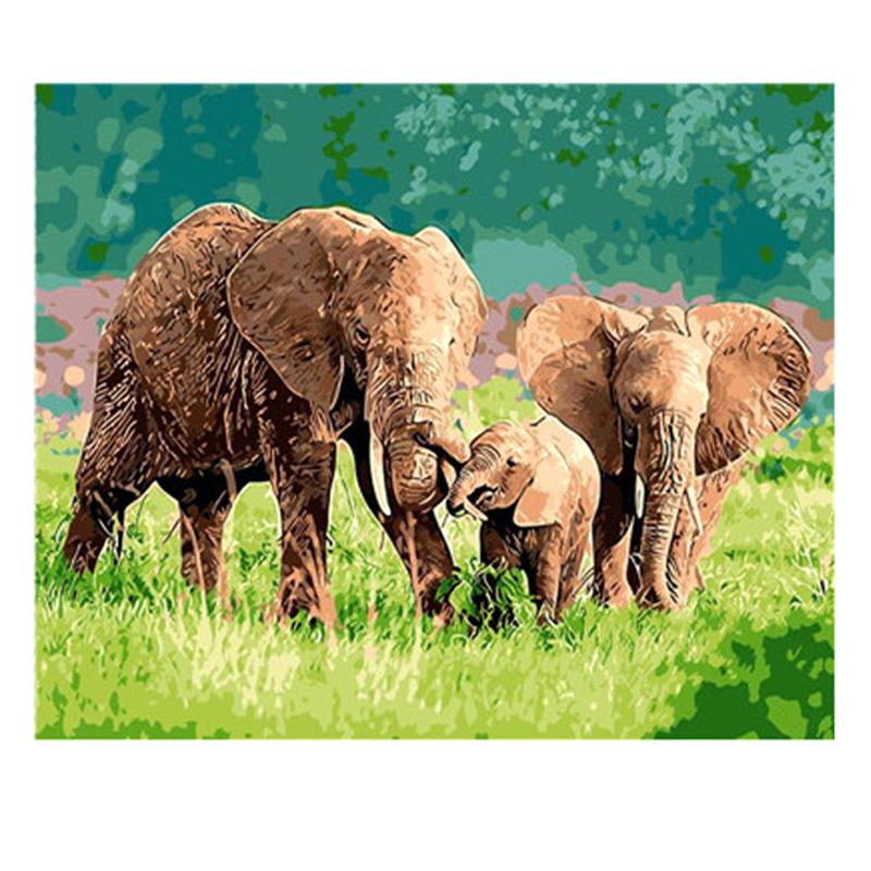Diamond Painting Elephant Family Needlework Crafts Gift Full Round Diamond Embroidery Wedding Decor