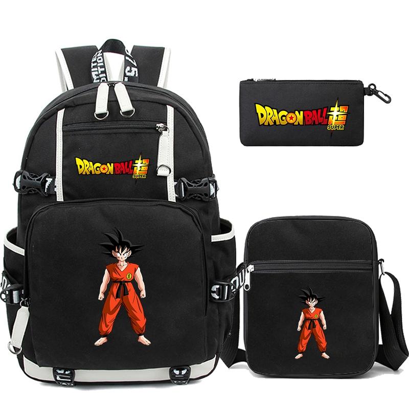 3Pcs/set Anime Dragon Ball Laptop Backpack Unisex Bagpack with Lunch Handbag for Girl Boy Teenager Schoolbag Men Women Leisure Bag Rucksack Mochila