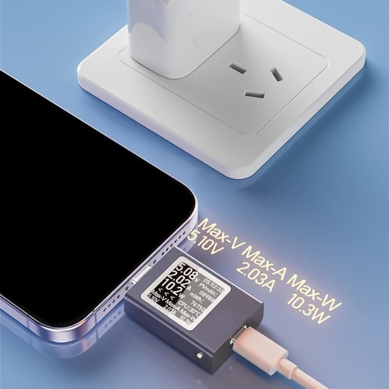 Тестер напряжения и тока Type C USB C измеритель мощности с экраном, вращающимся на 360 градусов, улучшает пользовательский опыт