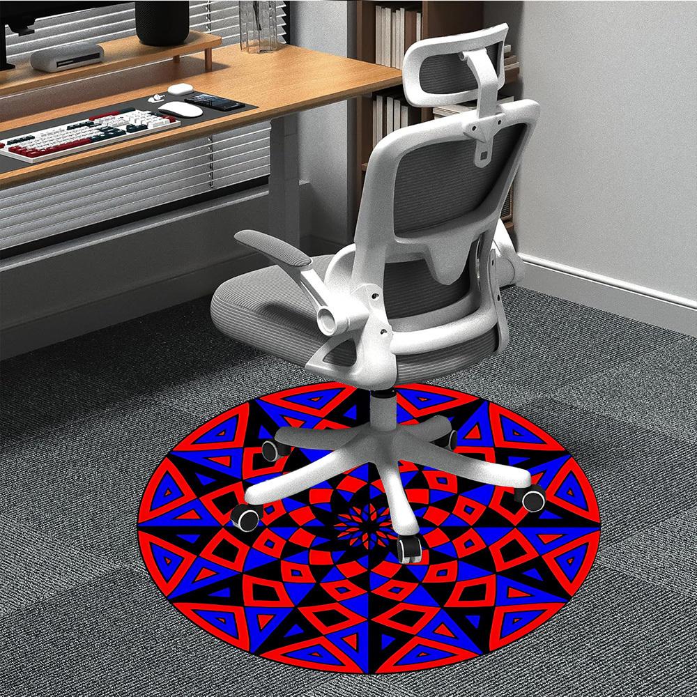 1pc Geometric Mandala Pattern Chair Carpet for Office Non-Slip, Machine Washable Rug for Office, Room - Holiday Decor, Machine Made yy251016168