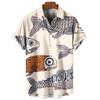 Men's Hawaiian Shirts 3D Print Fish Graphics Fashion Button Short Sleeve Lapel Streetwear Hawaiian Blouse Shirts for Men Summer