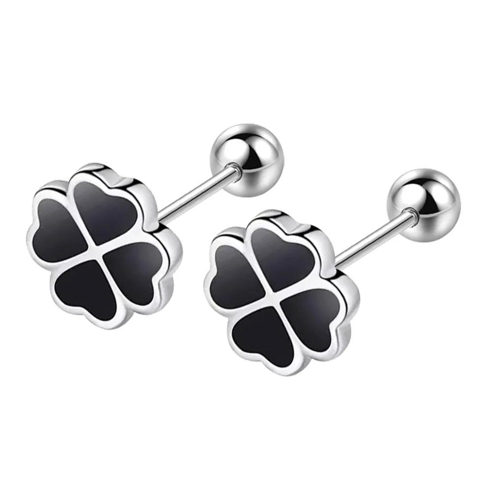 Серьги-гвоздики из серебра 925 пробы, черное сердце, звезда, круглые, маленькие, для женщин, роскошные, высокое качество, ювелирный подарок для свадебной вечеринки