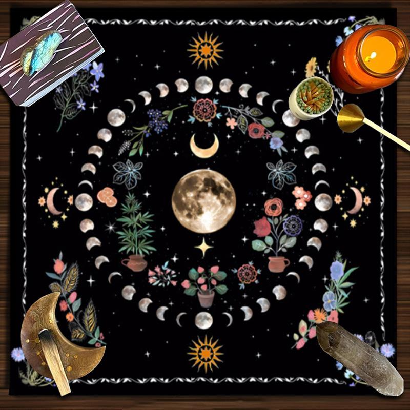 1 шт. Скатерть Таро, гадальный алтарь, скатерть с цветочным принтом, солнце и луна, подвесная ткань, гобелен, декор для вечеринки
