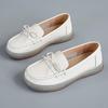 2024 Новые женские белые туфли из коровьей кожи с закрытым носком — универсальная повседневная обувь в стиле вестерн