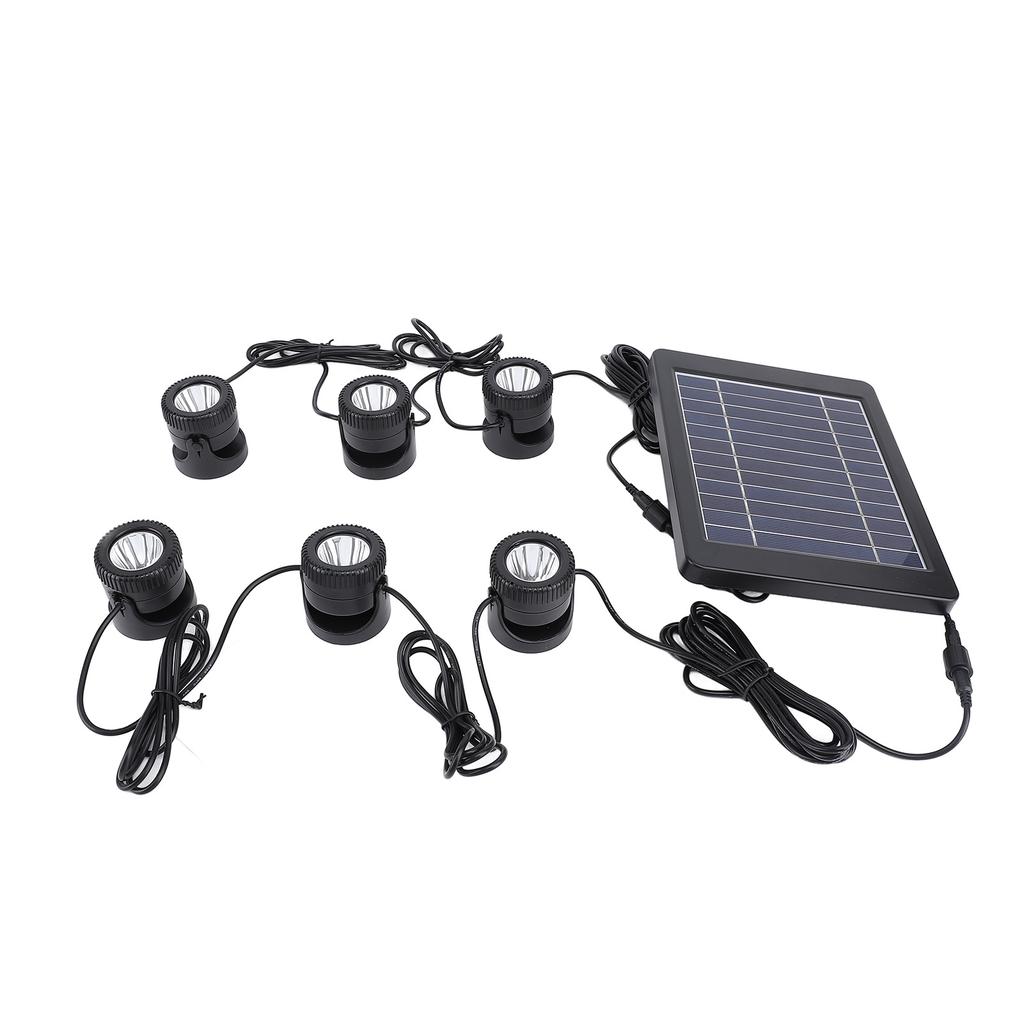 Solar Pond Spotlights 6 in 1 LED Solar Underwater Lights IP68 Water Resistant Submarine Landscape
