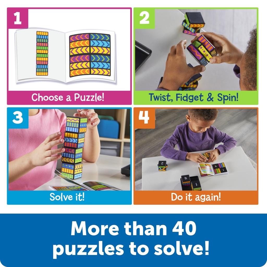 Learning Resources Plenometry Cube, 3D Puzzle, Fidget Toy, Sensory Toy, Fidget Cube, Brain Game, Math Manipulative, STEM Kit, Montessori