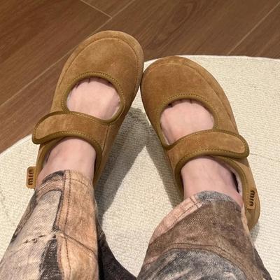 Женская обувь 2024 года, брендовые женские туфли на плоской подошве с пряжкой и ремешком, модные повседневные туфли на плоской подошве с круглым носком, новые бархатные однотонные туфли на плоской подошве с низким каблуком