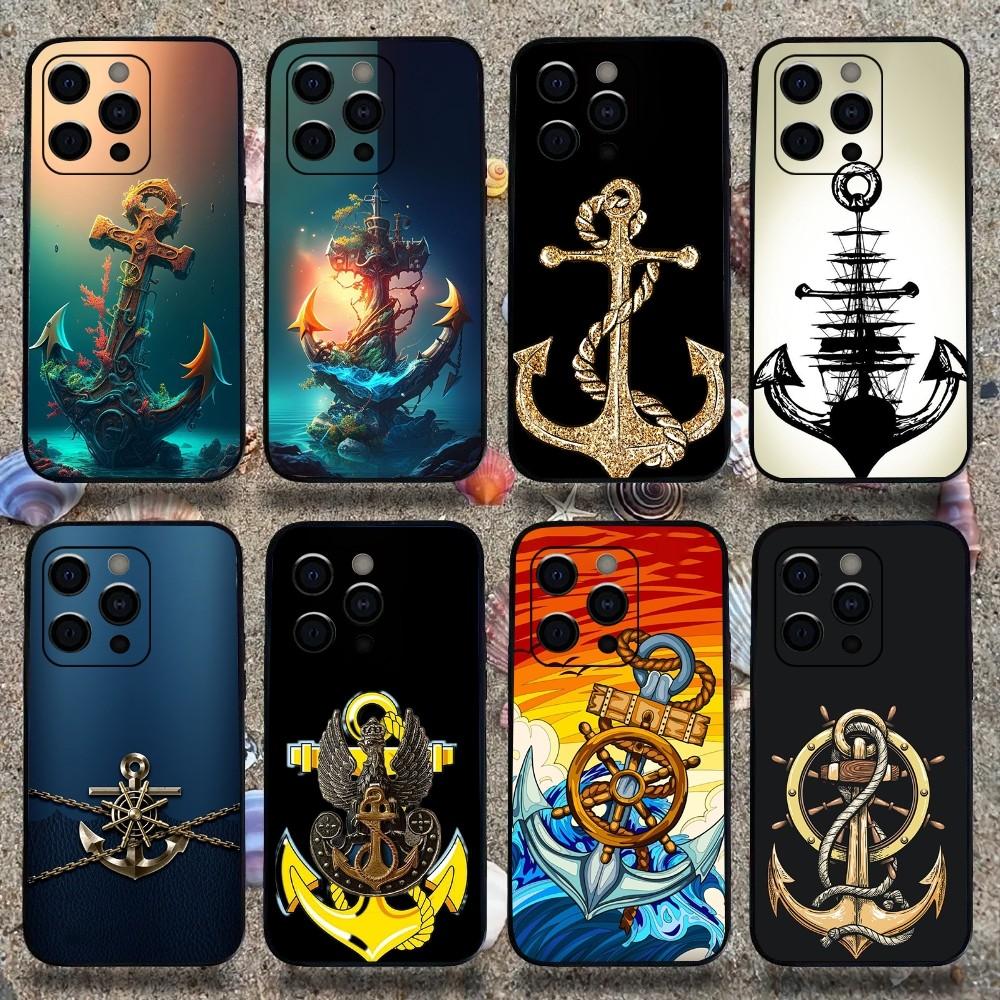 Чехол для телефона 'Якорь Парусный Спорт' Для Apple iPhone 15,14,13,12,11,Pro,X,XS,Max,XR,Plus,Mini Мягкий Черный Чехол