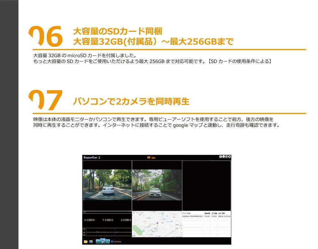 4MP Dual Camera Drive Recorder with Front and Rear Simultaneous Front and Rear Speed Camera Point and Night Mode "Mirumo Eye" DRC-35STA2 Cameras,
